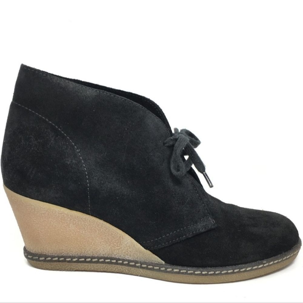🐢 J.Crew MacAliste Boot in Black Suede 3" Wedge Size 10 Great condition!